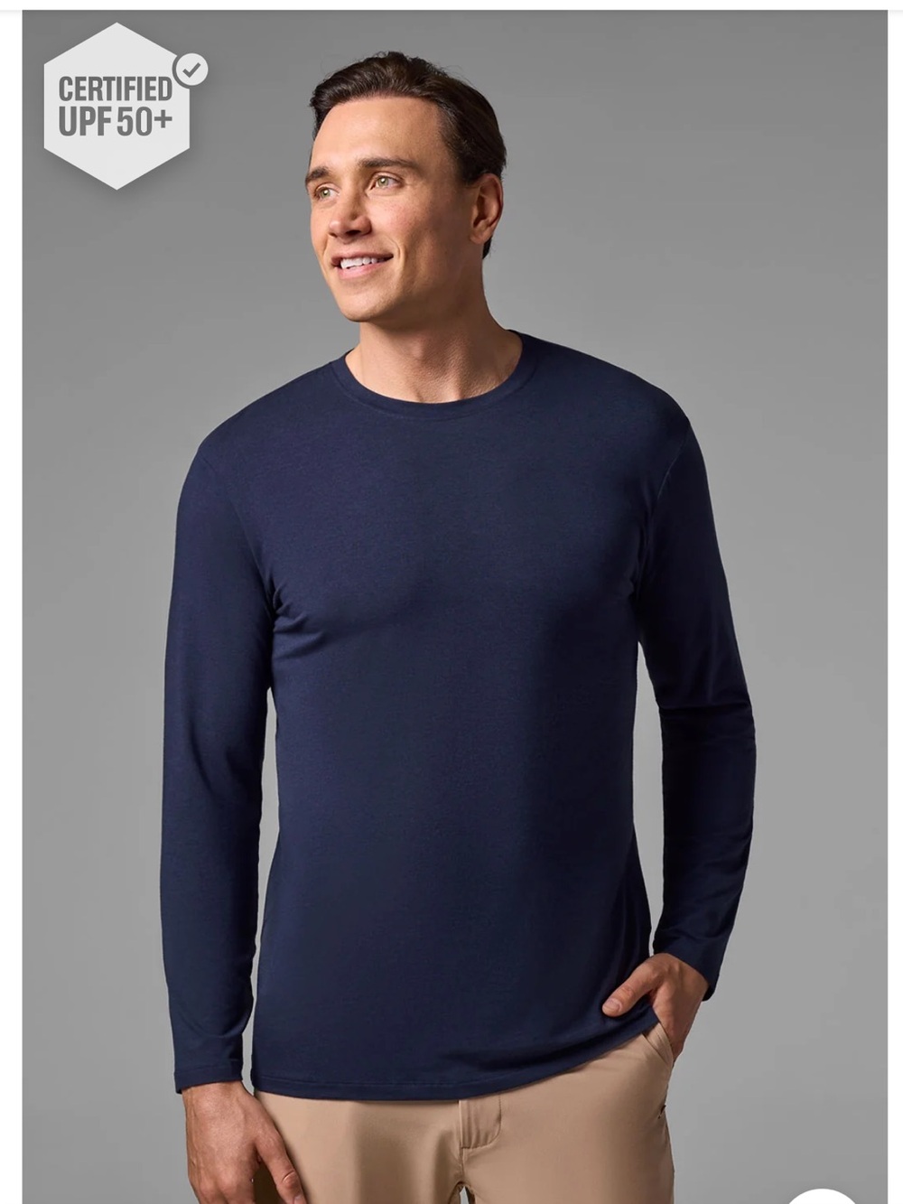 Coolibar Men's Everyday Long Sleeve T-Shirt Navy Blue Size XL SPF Protection